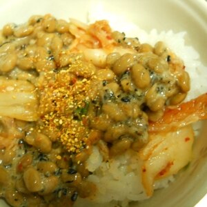 納豆の食べ方-キムチ＆黒ごま一味♪